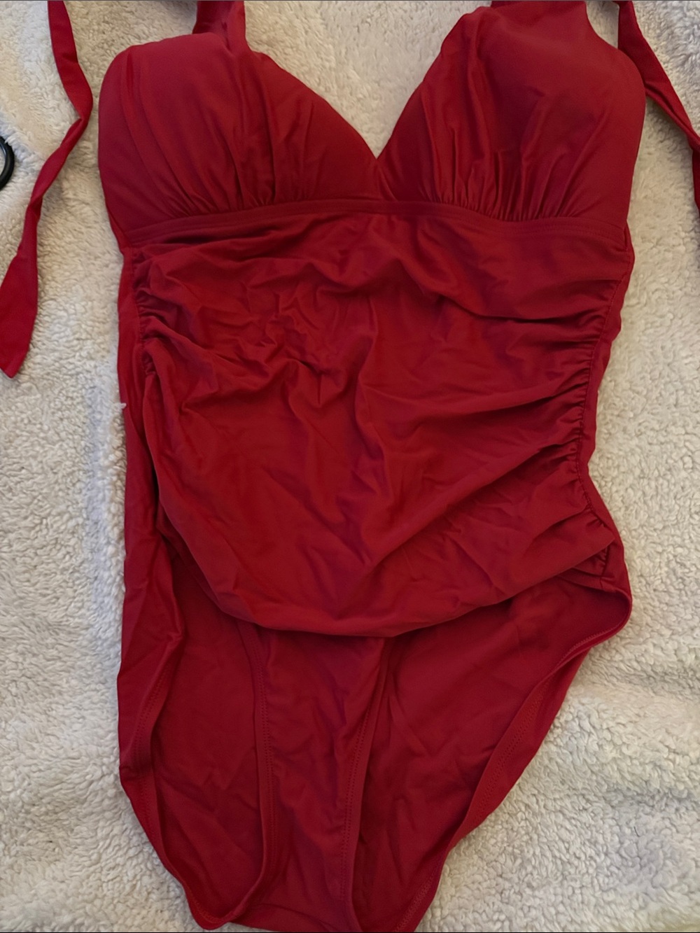 Red Ruched One-Piece Swimsuit